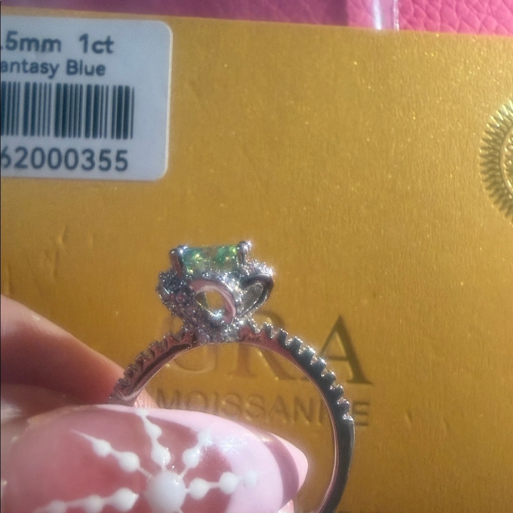 Moissanite Fantasy Blue Ring - Picture 5 of 6